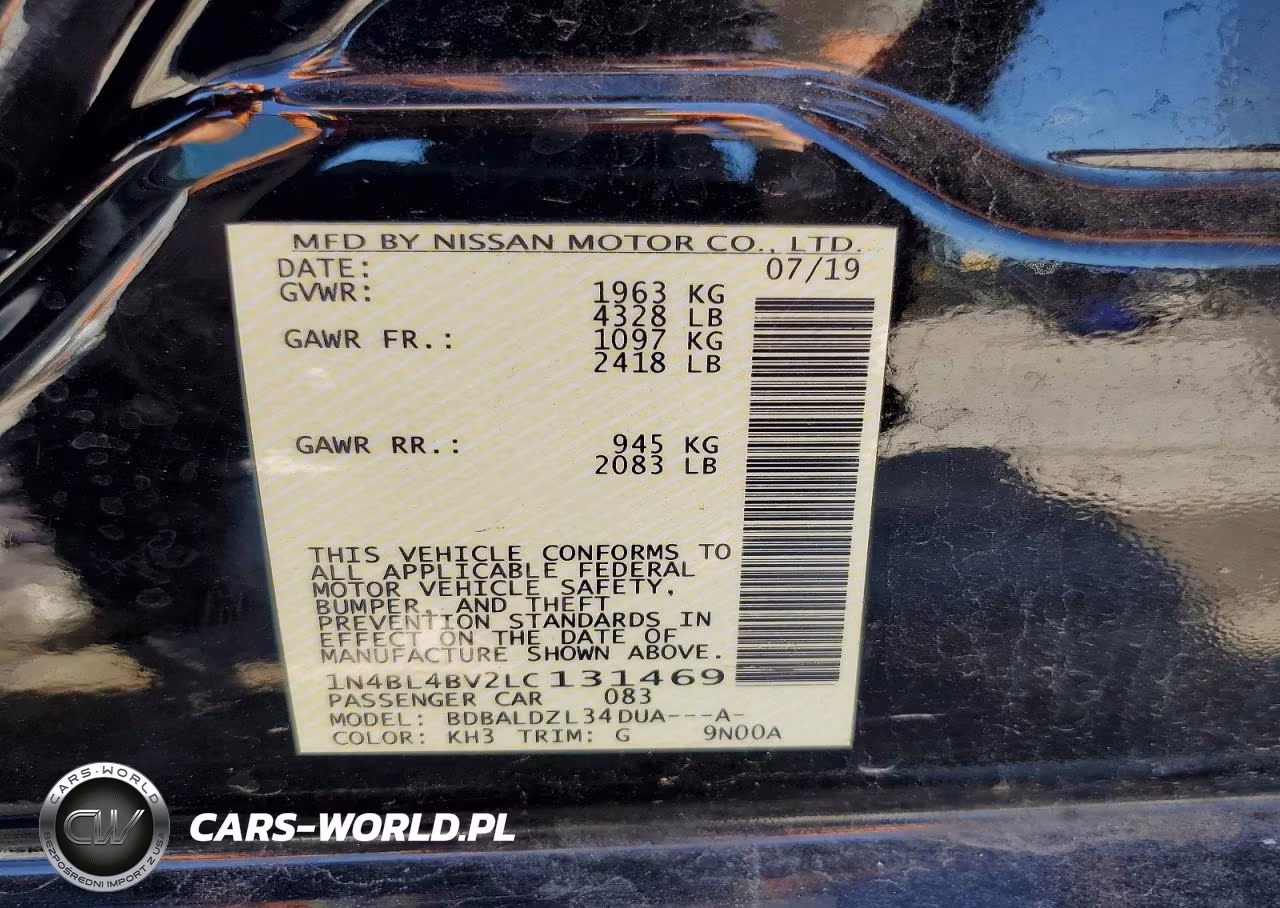 2020 Nissan Altima S VIN:1N4BL4BV2LC131469 - 12