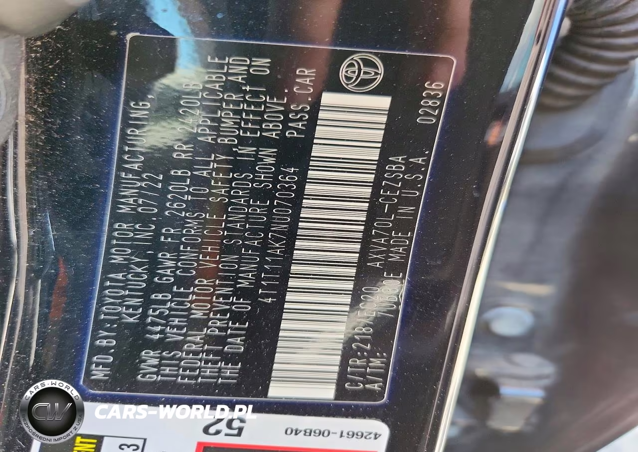 2022 Toyota Camry Se Nightshade VIN:4T1T11AK7NU070364 - 12