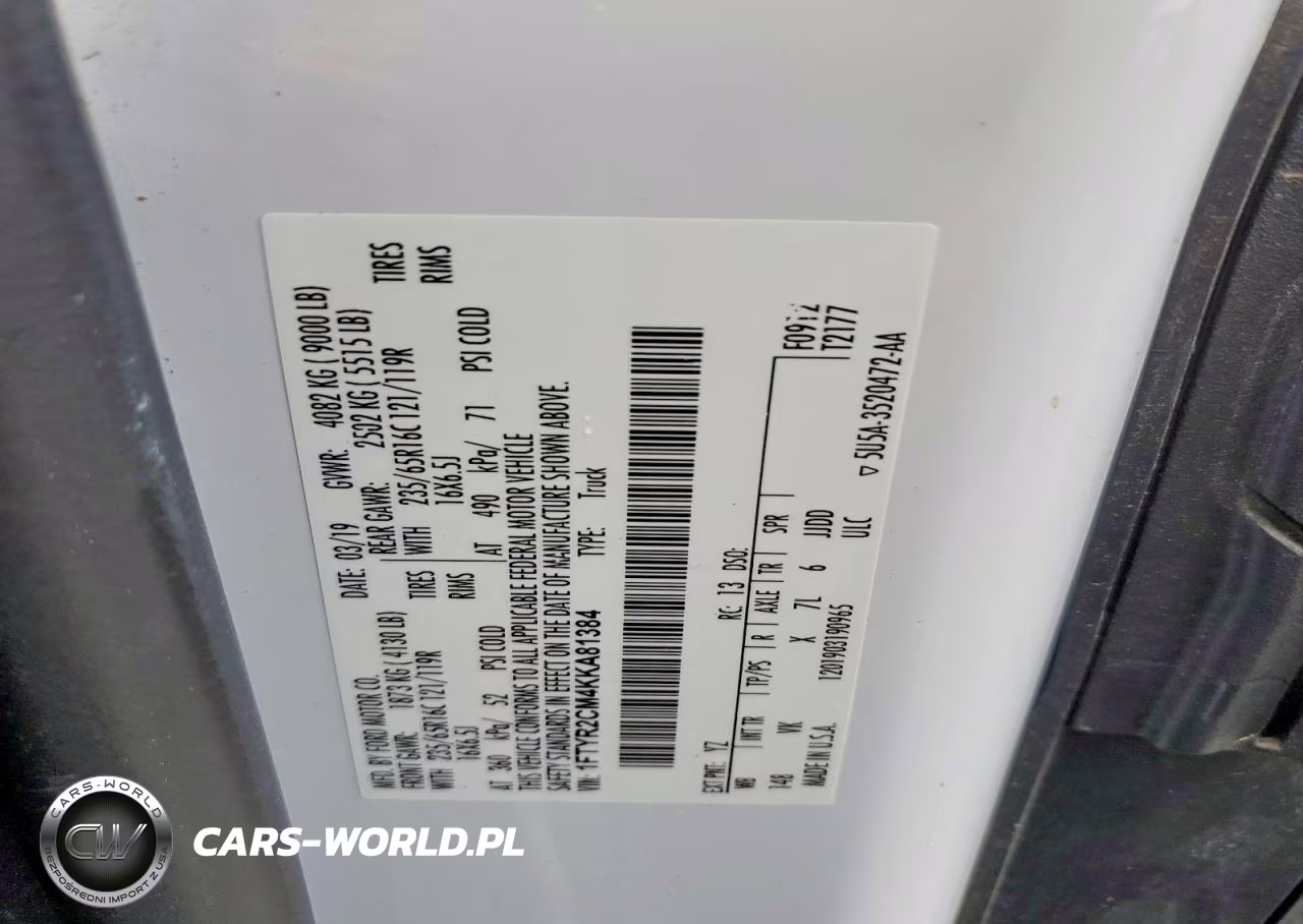 2019 Ford Transit T-250 VIN:1FTYR2CM4KKA81384 - 13