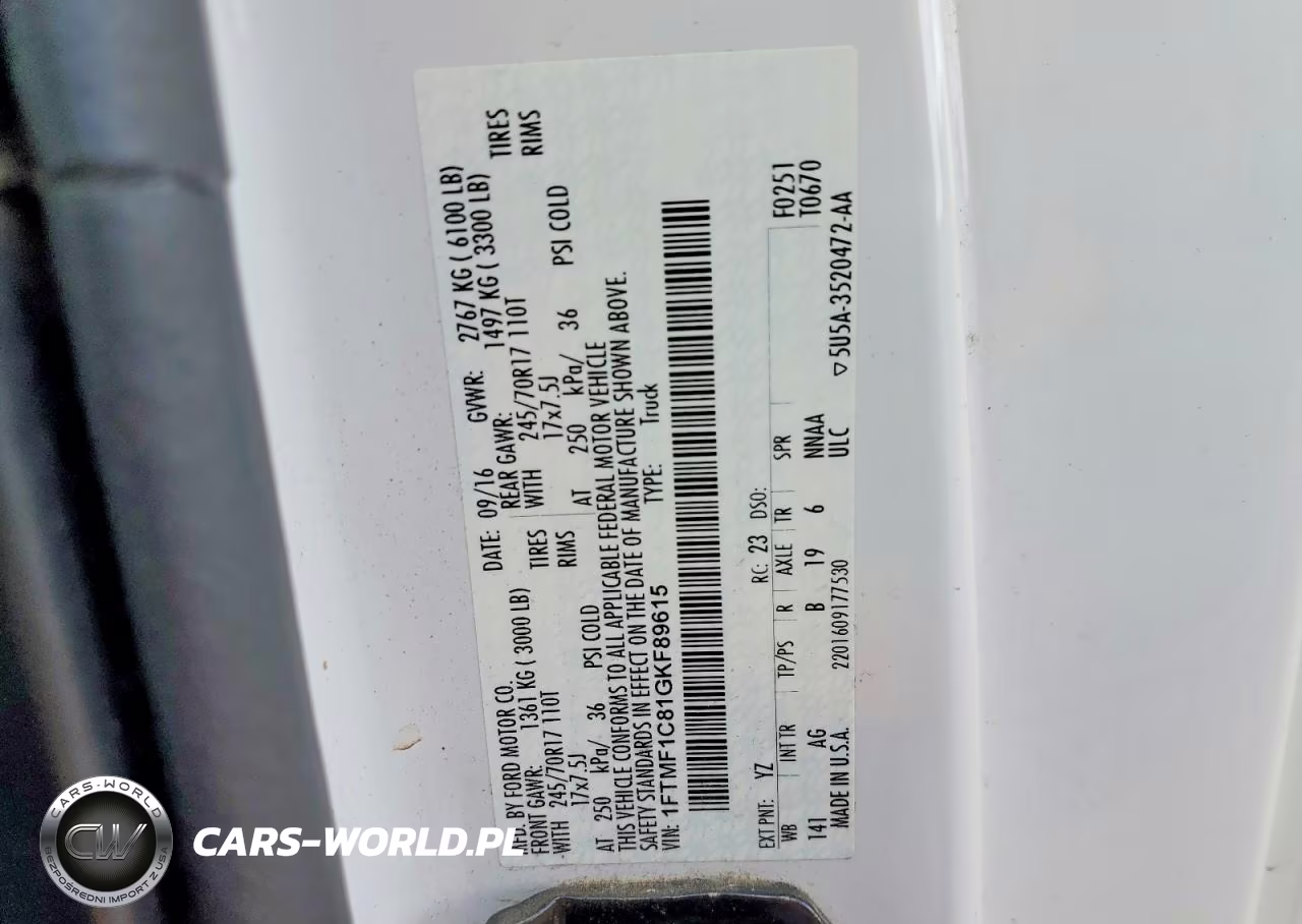 2016 Ford F150 VIN:1FTMF1C81GKF89615 - 13