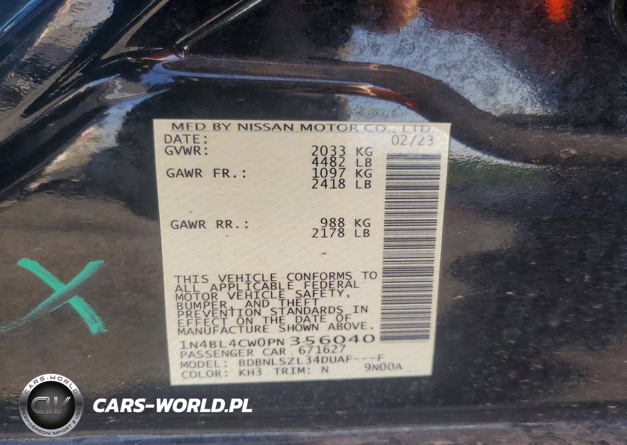 2023 Nissan Altima Sr VIN:1N4BL4CW0PN356040 - 12