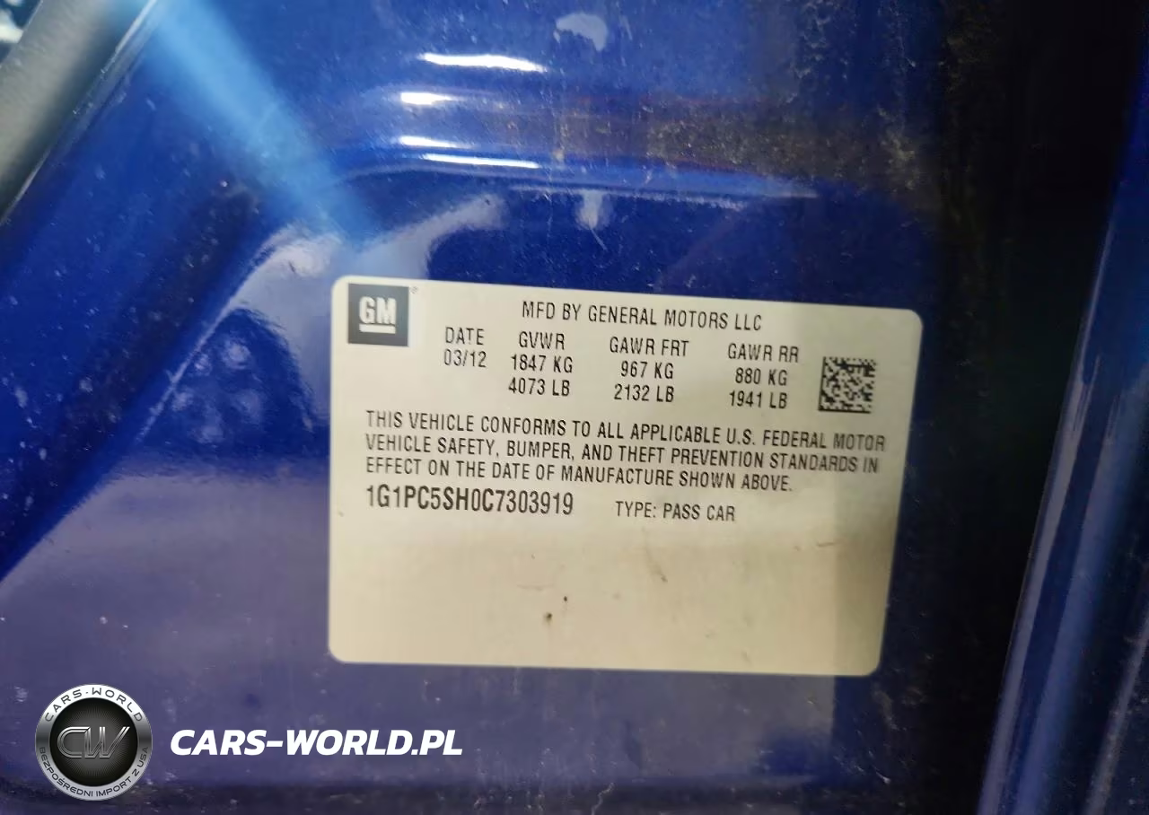 2012 Chevrolet Cruze Ls VIN:1G1PC5SH0C7303919 - 12