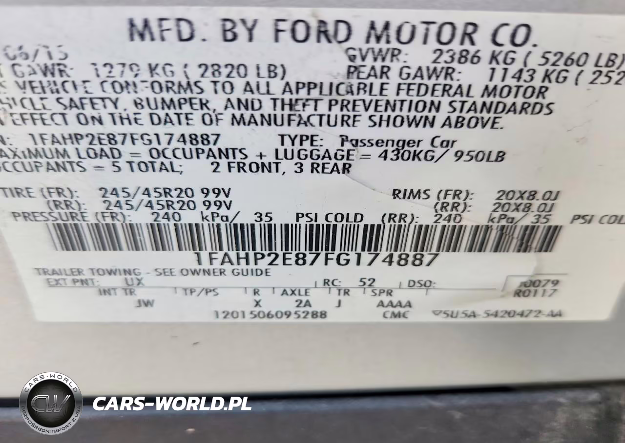 2015 Ford Taurus Sel VIN:1FAHP2E87FG174887 - 12