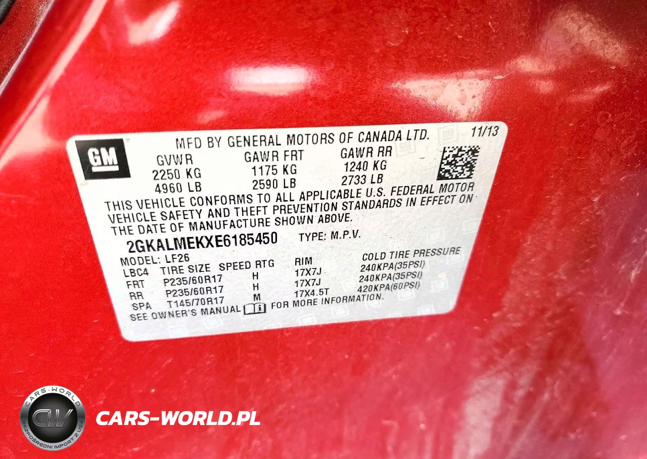 2014 GMC Terrain Sle VIN:2GKALMEKXE6185450 - 13