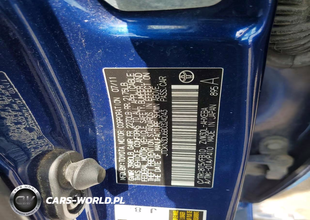 2011 Toyota Prius Two VIN:JTDKN3DU6B0324243 - 12