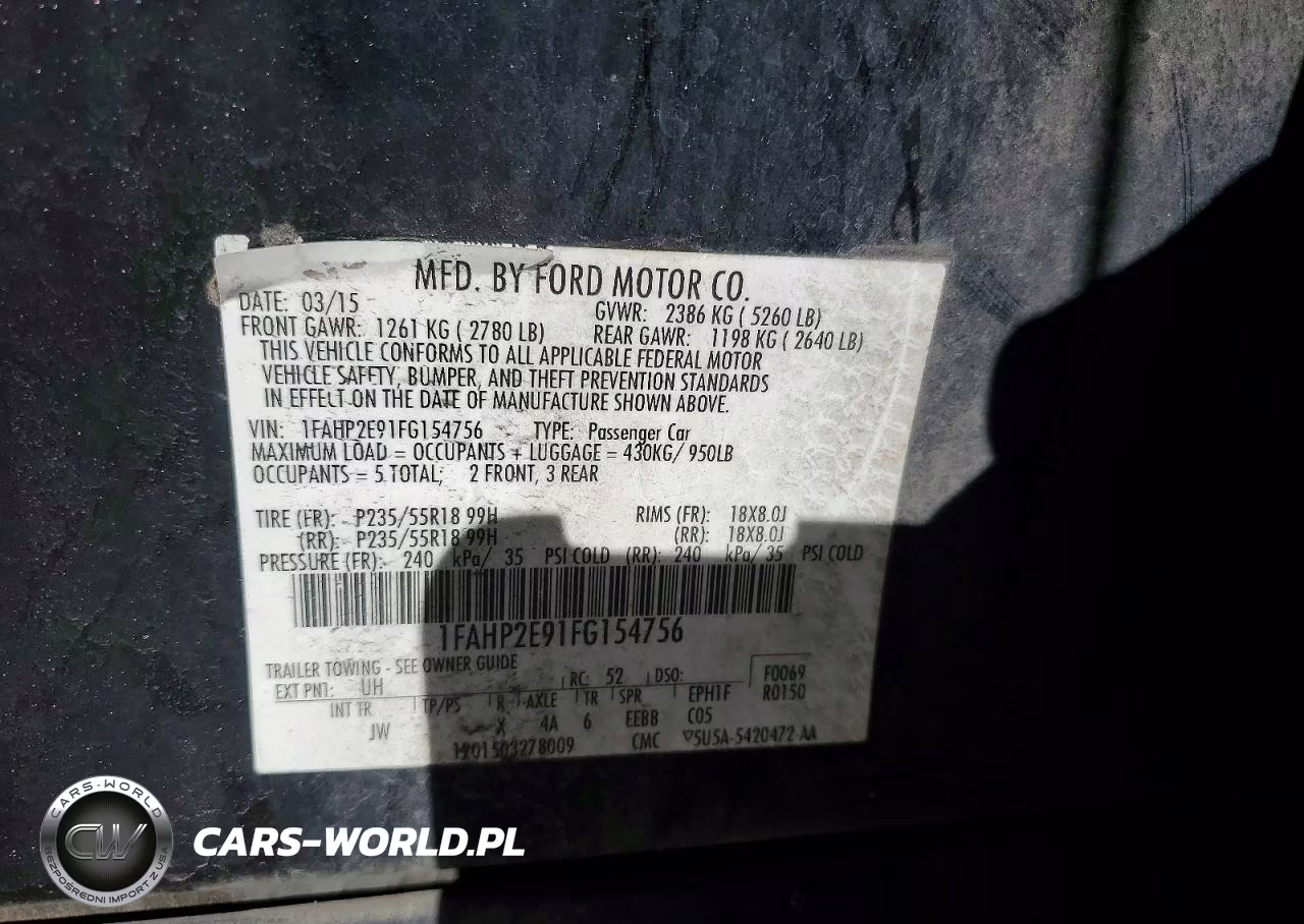 2015 Ford Taurus Sel VIN:1FAHP2E91FG154756 - 12