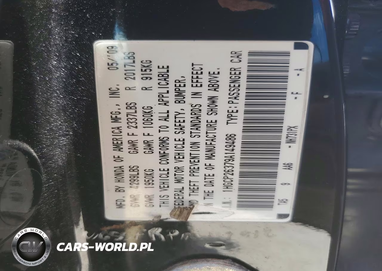 2009 Honda Accord Lx VIN:1HGCP26379A149486 - 12