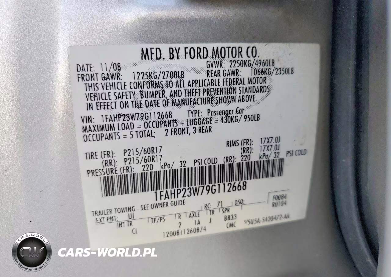 2009 Ford Taurus Se VIN:1FAHP23W79G112668 - 12