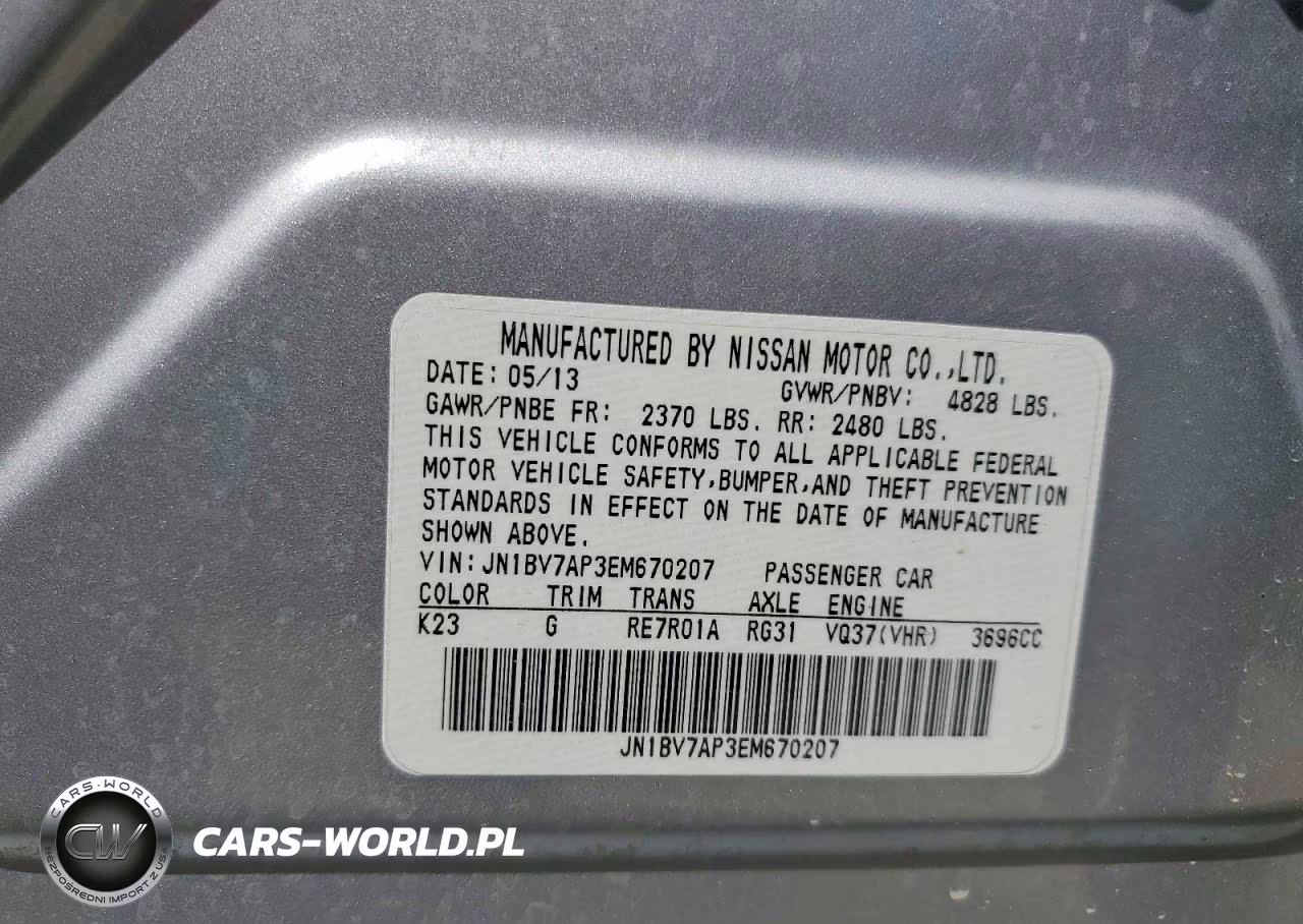 2014 Infiniti Q50 Base VIN:JN1BV7AP3EM670207 - 12