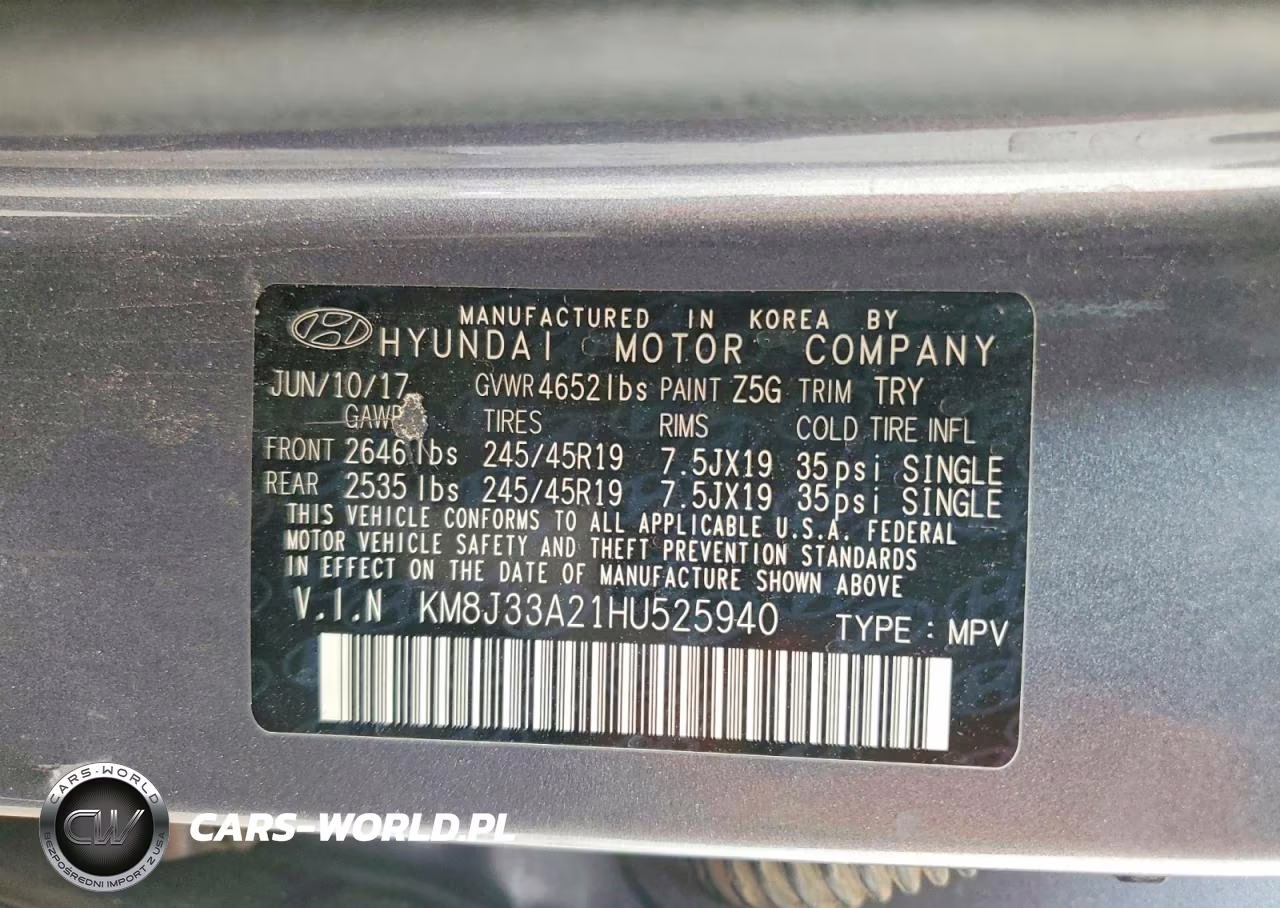 2017 Hyundai Tucson Sport VIN:KM8J33A21HU525940 - 12