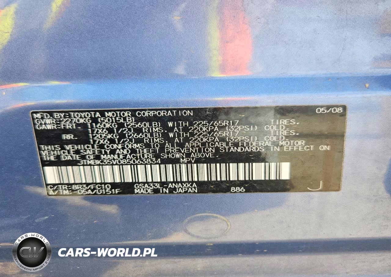 2008 Toyota Rav4 Base VIN:JTMBK35V085063834 - 13