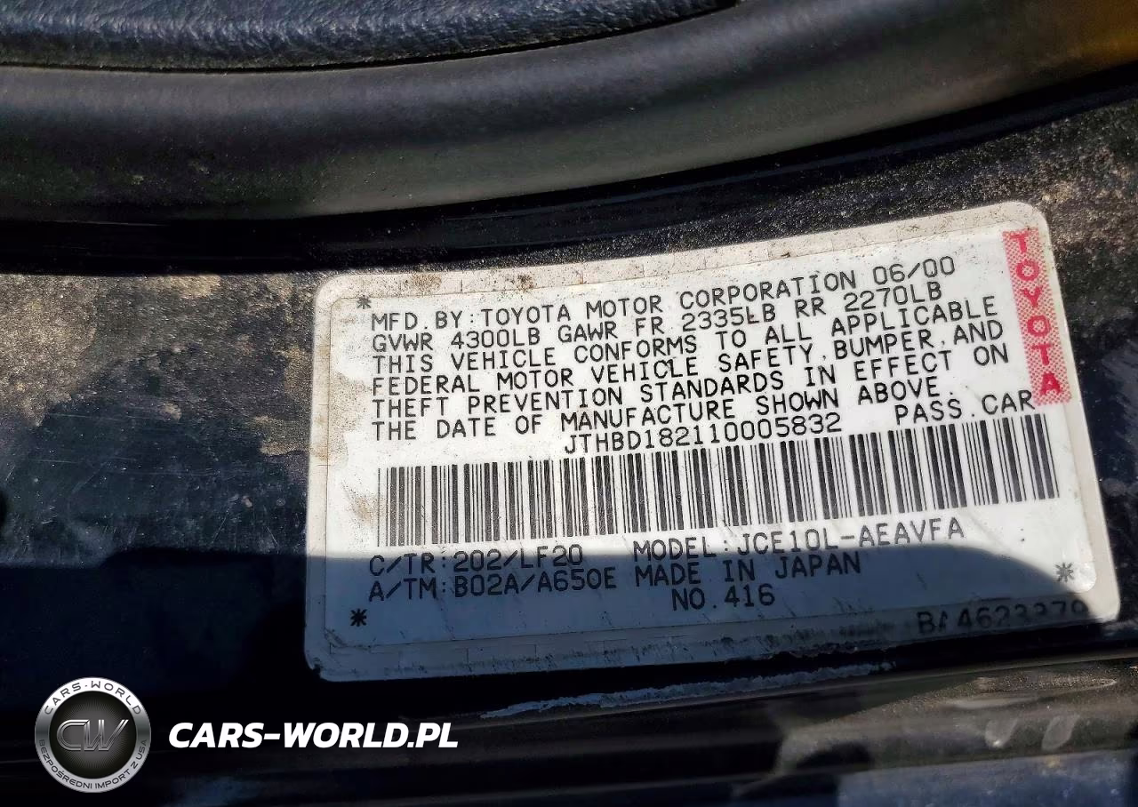 2001 Lexus Is 300 VIN:JTHBD182110005832 - 13