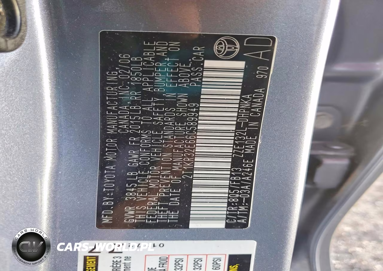2006 Toyota Matrix Xr VIN:2T1KR32E66C589949 - 12