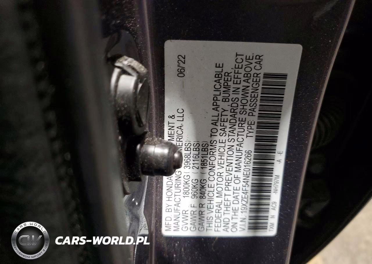 2022 Honda Insight Ex VIN:19XZE4F54NE016266 - 12