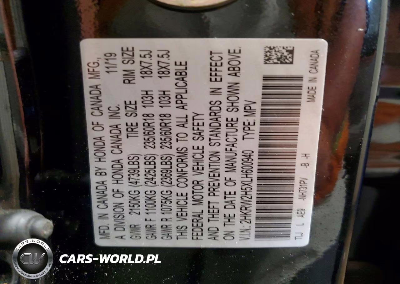 2020 Honda Cr-V Ex VIN:2HKRW2H5XLH600940 - 14