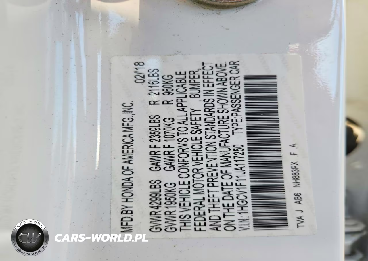 2018 Honda Accord Lx VIN:1HGCV1F11JA117250 - 12