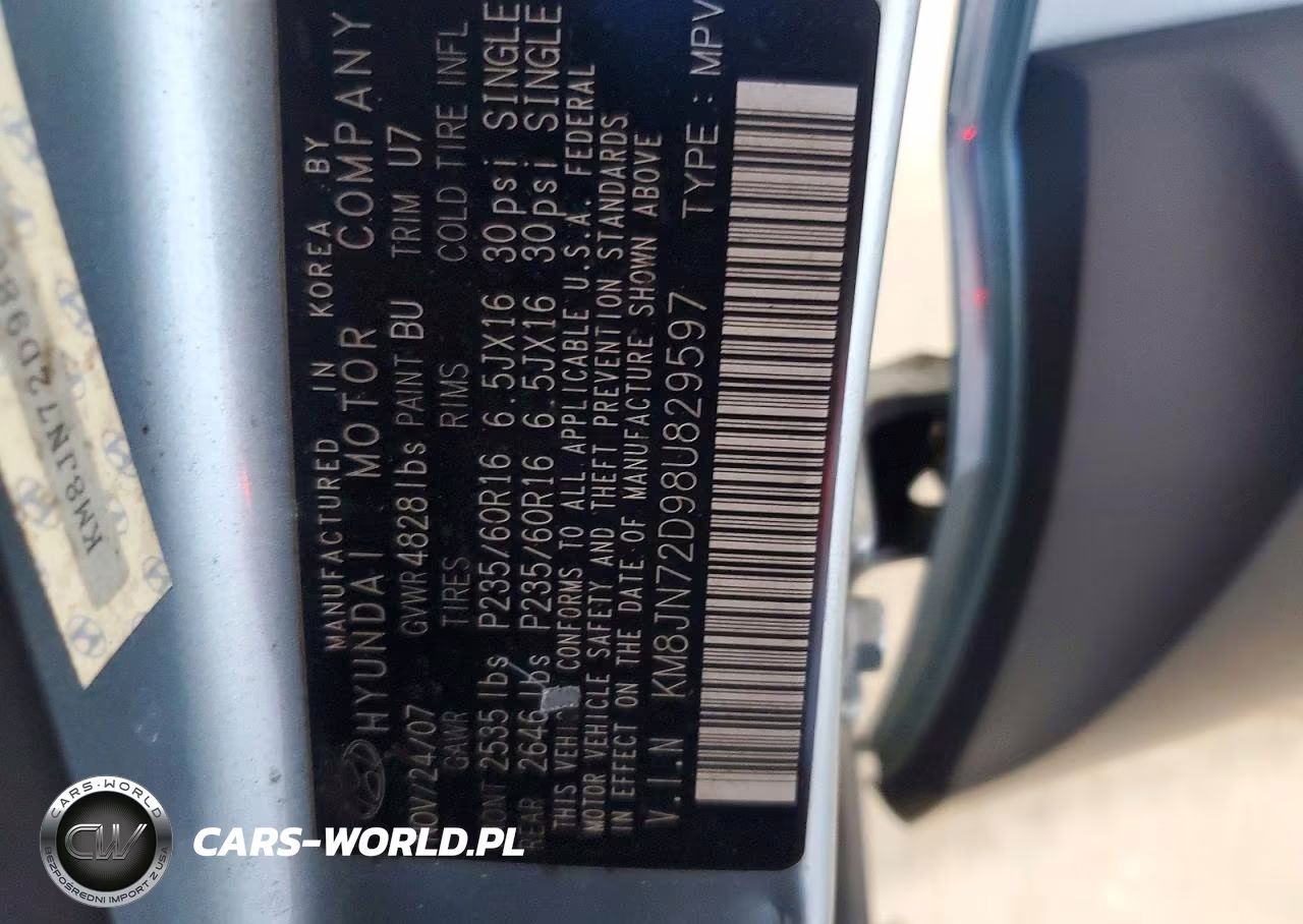 2008 Hyundai Tucson Se VIN:KM8JN72D98U829597 - 12