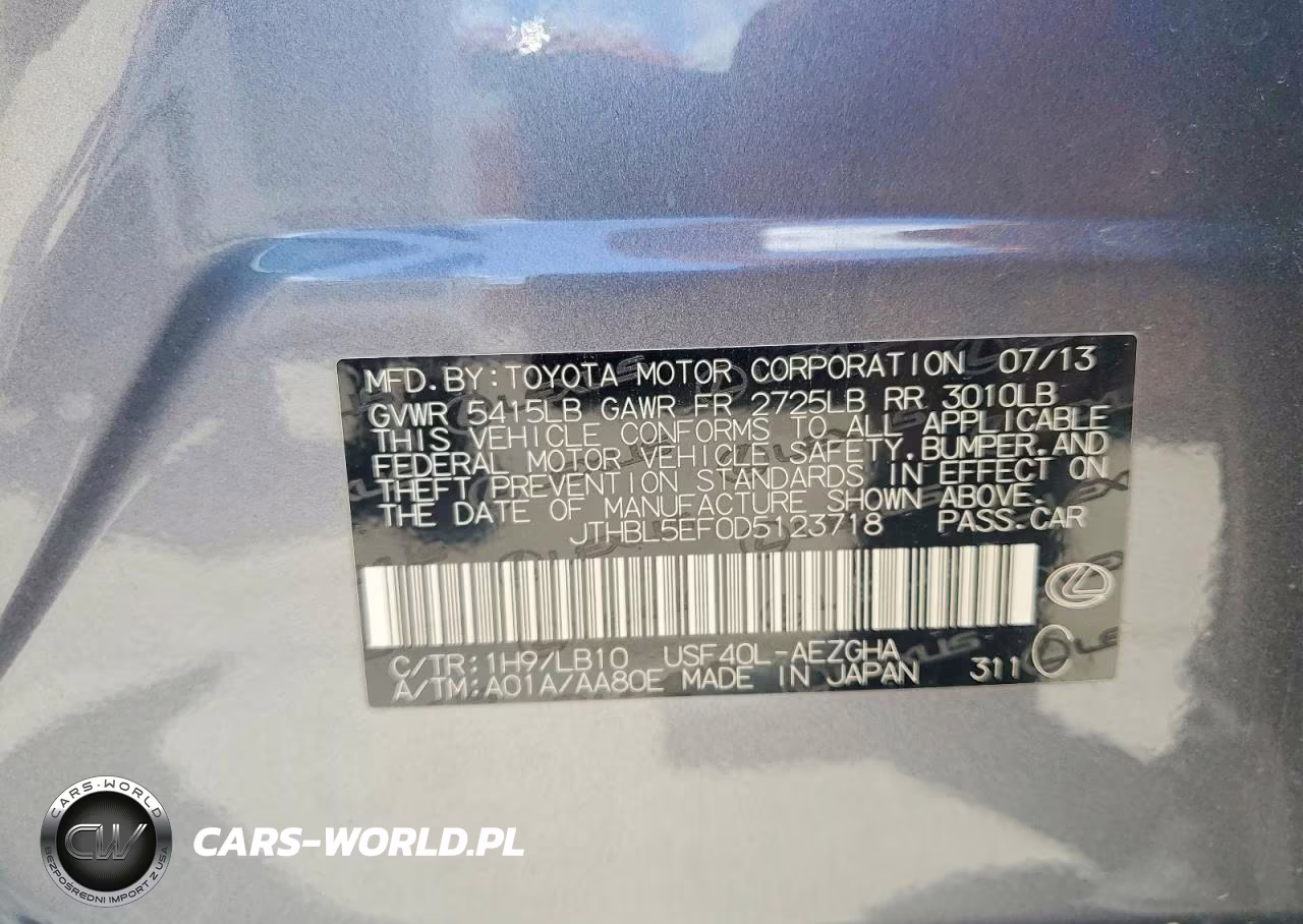 2013 Lexus Ls 460 VIN:JTHBL5EF0D5123718 - 12