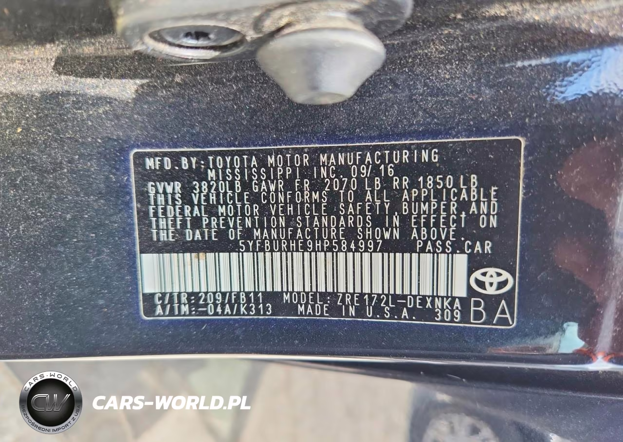 2017 Toyota Corolla Le VIN:5YFBURHE9HP584997 - 12