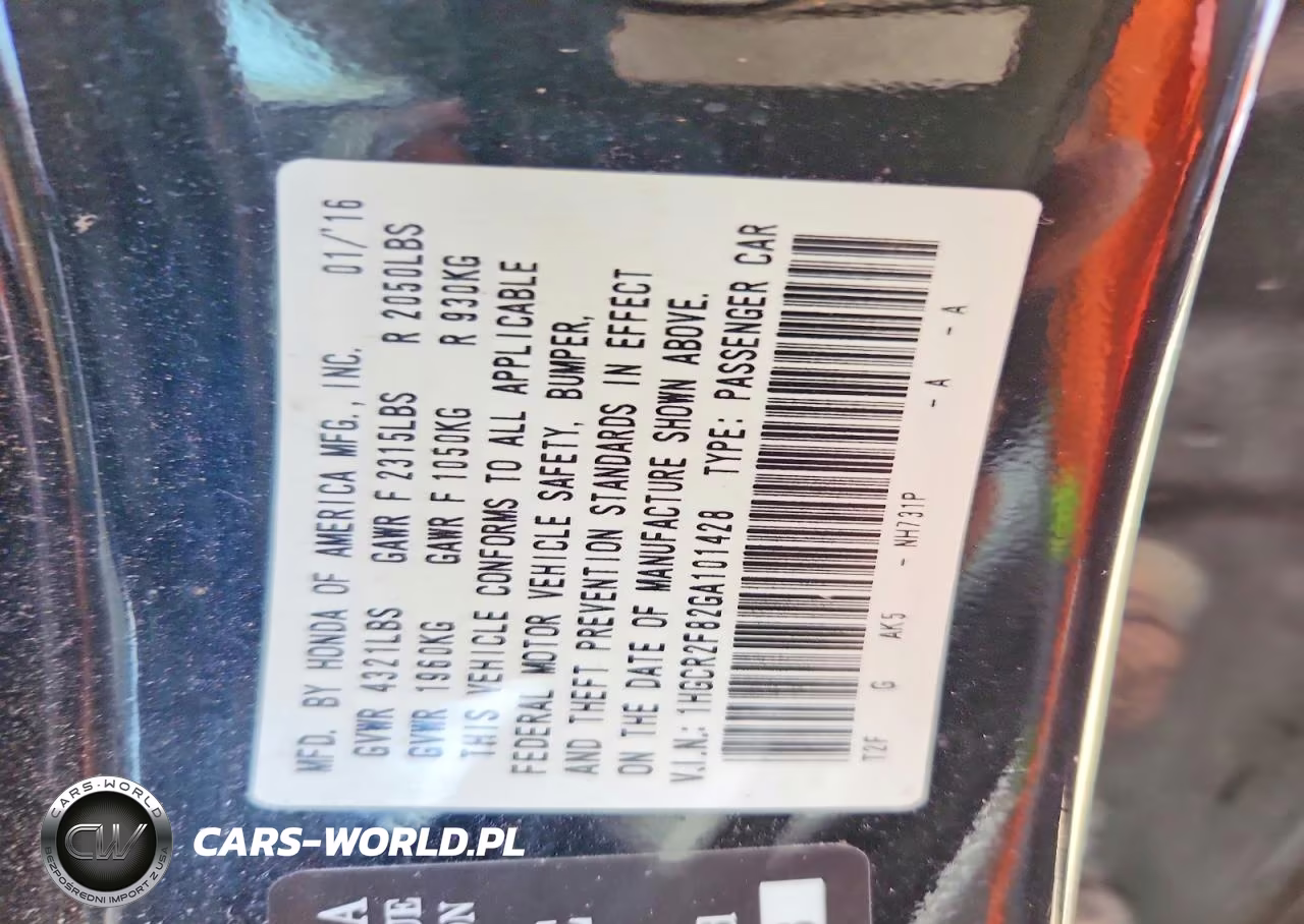 2016 Honda Accord Exl VIN:1HGCR2F82GA101428 - 12
