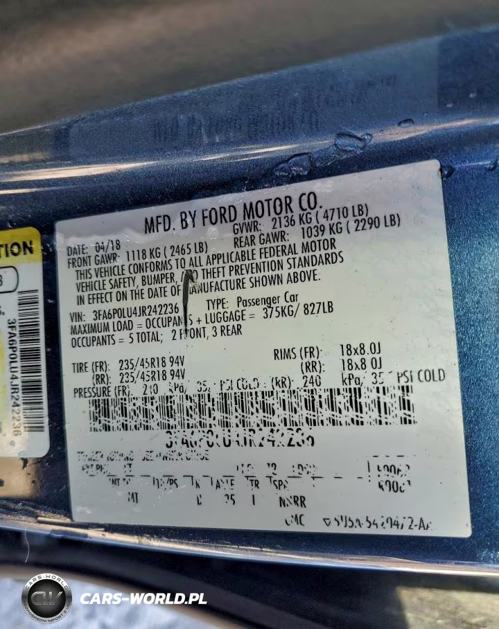 2018 Ford Fusion Se Hybrid VIN:3FA6P0LU4JR242236 - 12