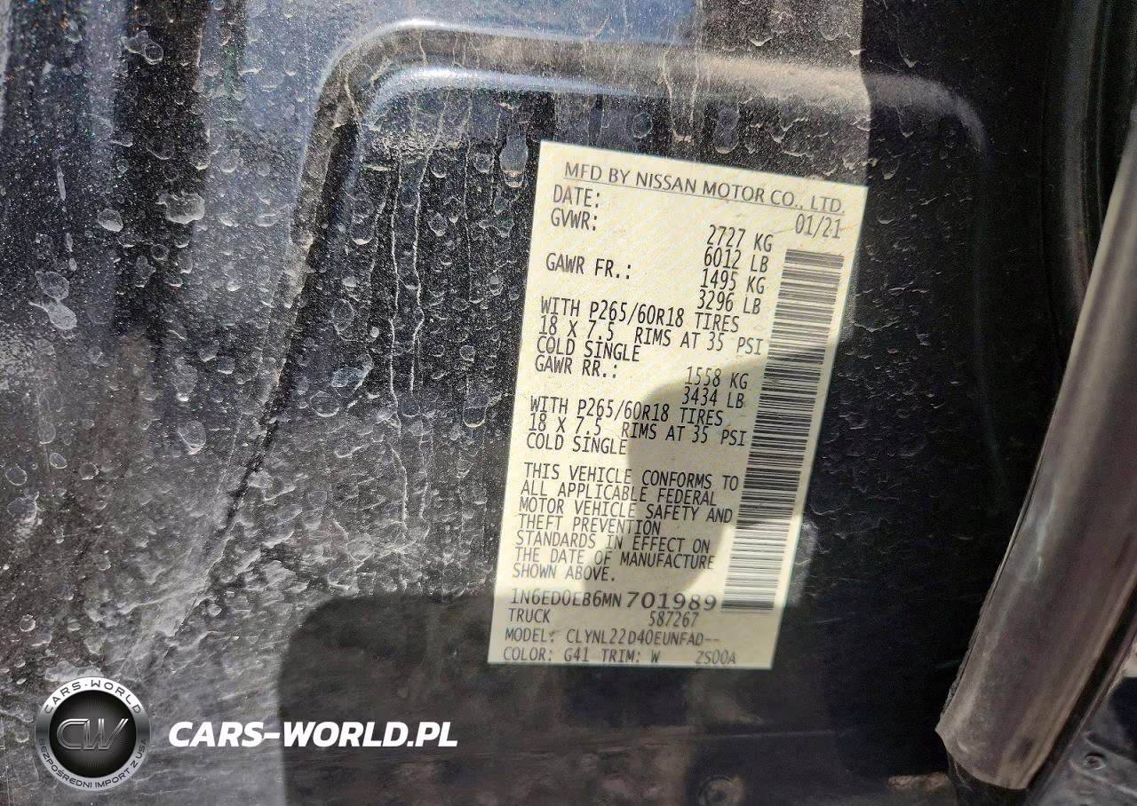 2021 Nissan Frontier Sv VIN:1N6ED0EB6MN701989 - 12