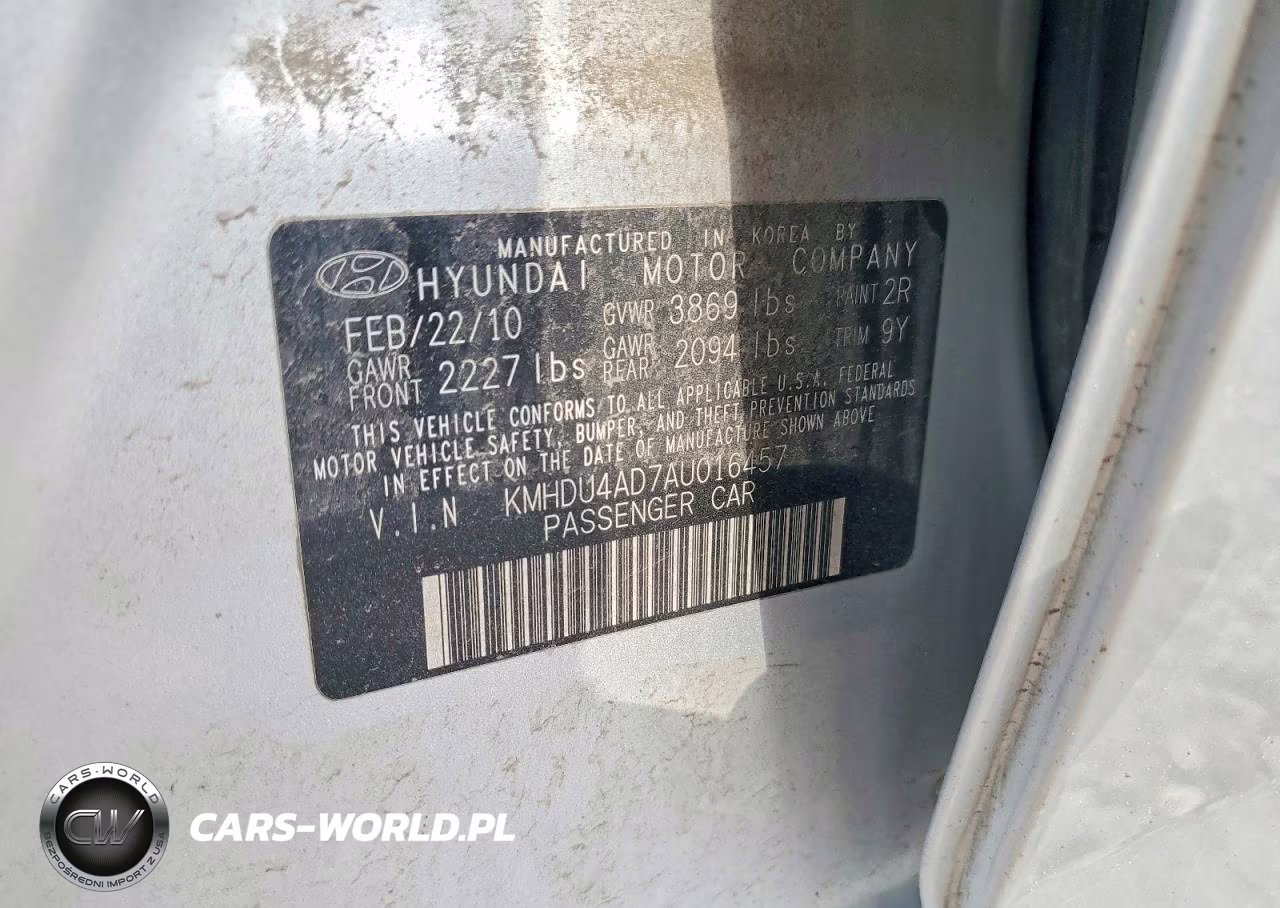 2010 Hyundai Elantra Gls VIN:KMHDU4AD7AU016457 - 12