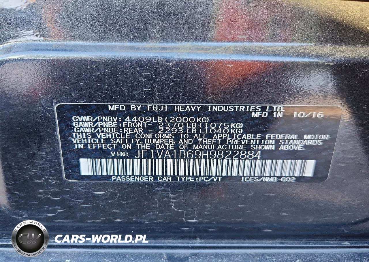 2017 Subaru Wrx VIN:JF1VA1B69H9822884 - 12