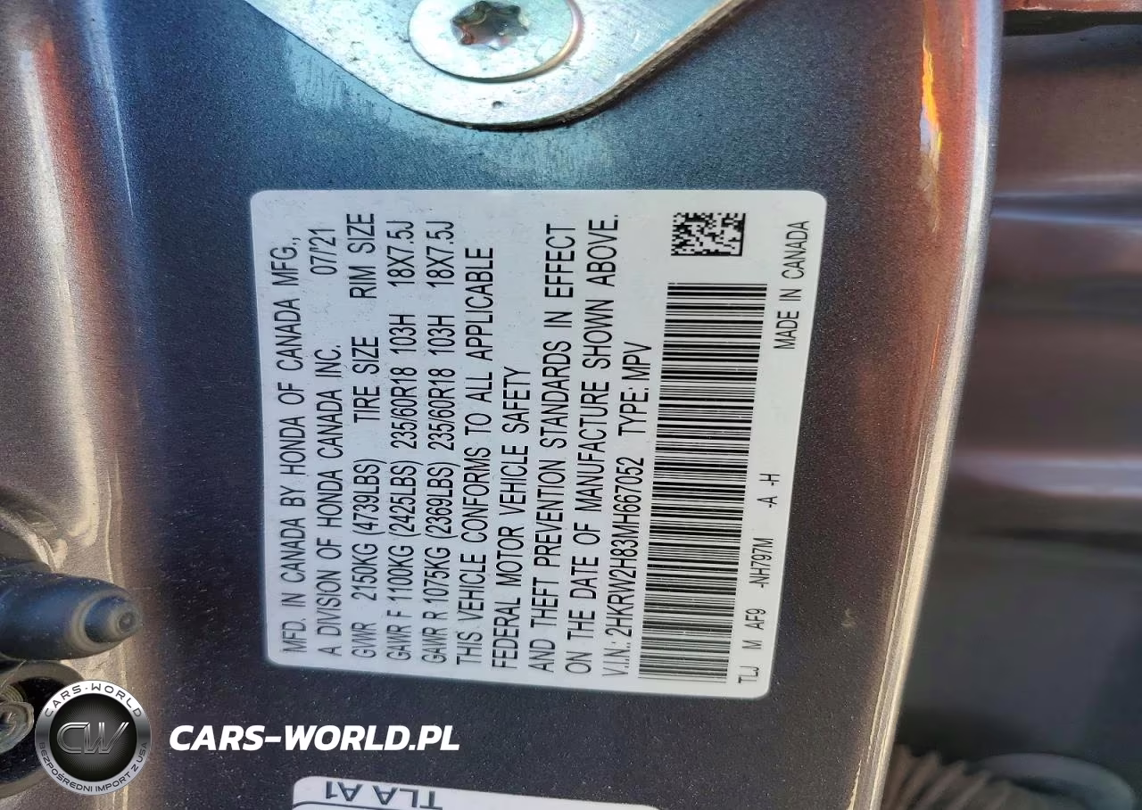 2021 Honda Cr-V Exl VIN:2HKRW2H83MH667052 - 13