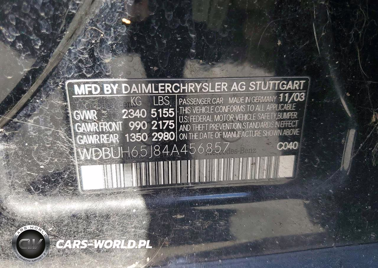 2004 Mercedes-Benz E 320 VIN:WDBUH65J84A456857 - 12