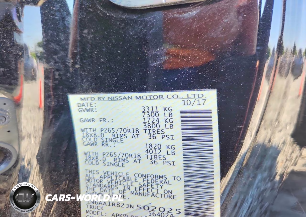 2018 Nissan Titan S VIN:1N6AA1R82JN502025 - 12