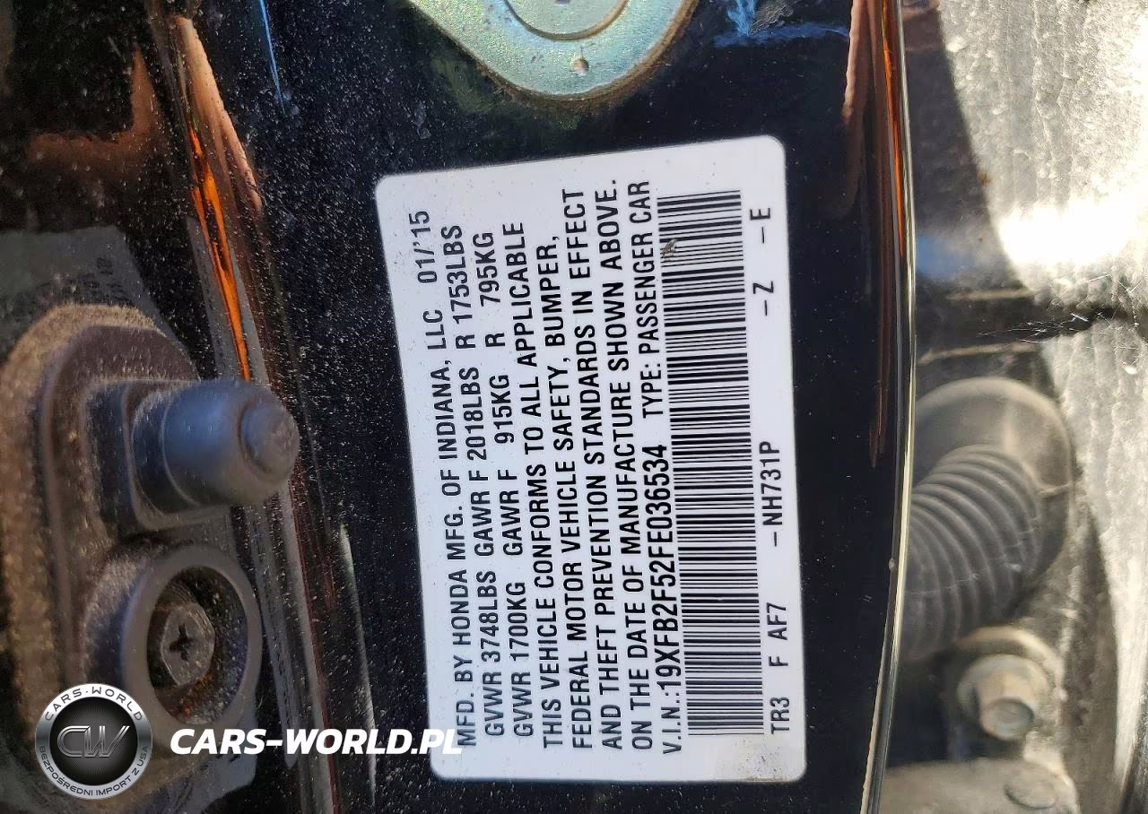 2015 Honda Civic Lx VIN:19XFB2F52FE036534 - 12