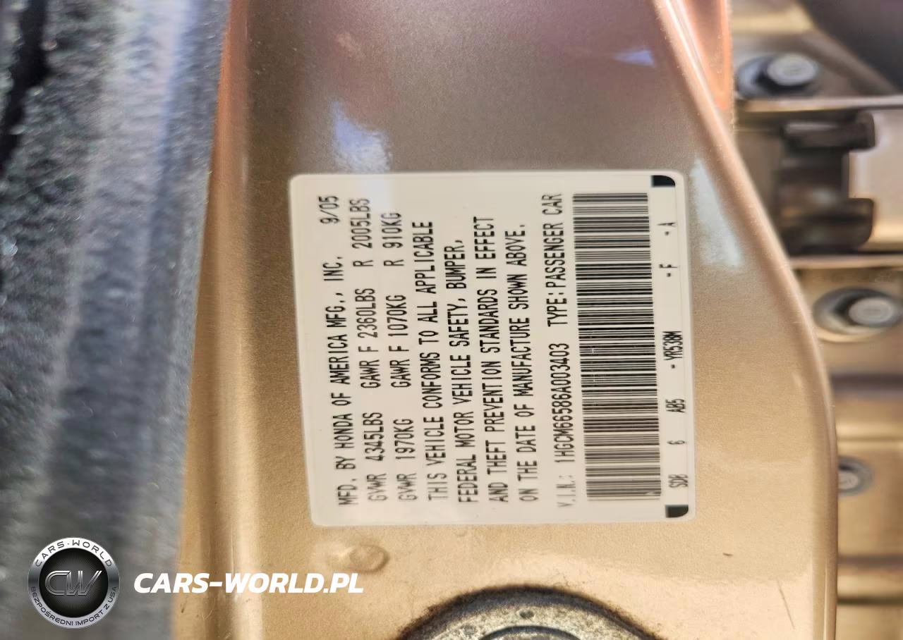 2006 Hond Accord VIN:1HGCM66586A003403 - 12