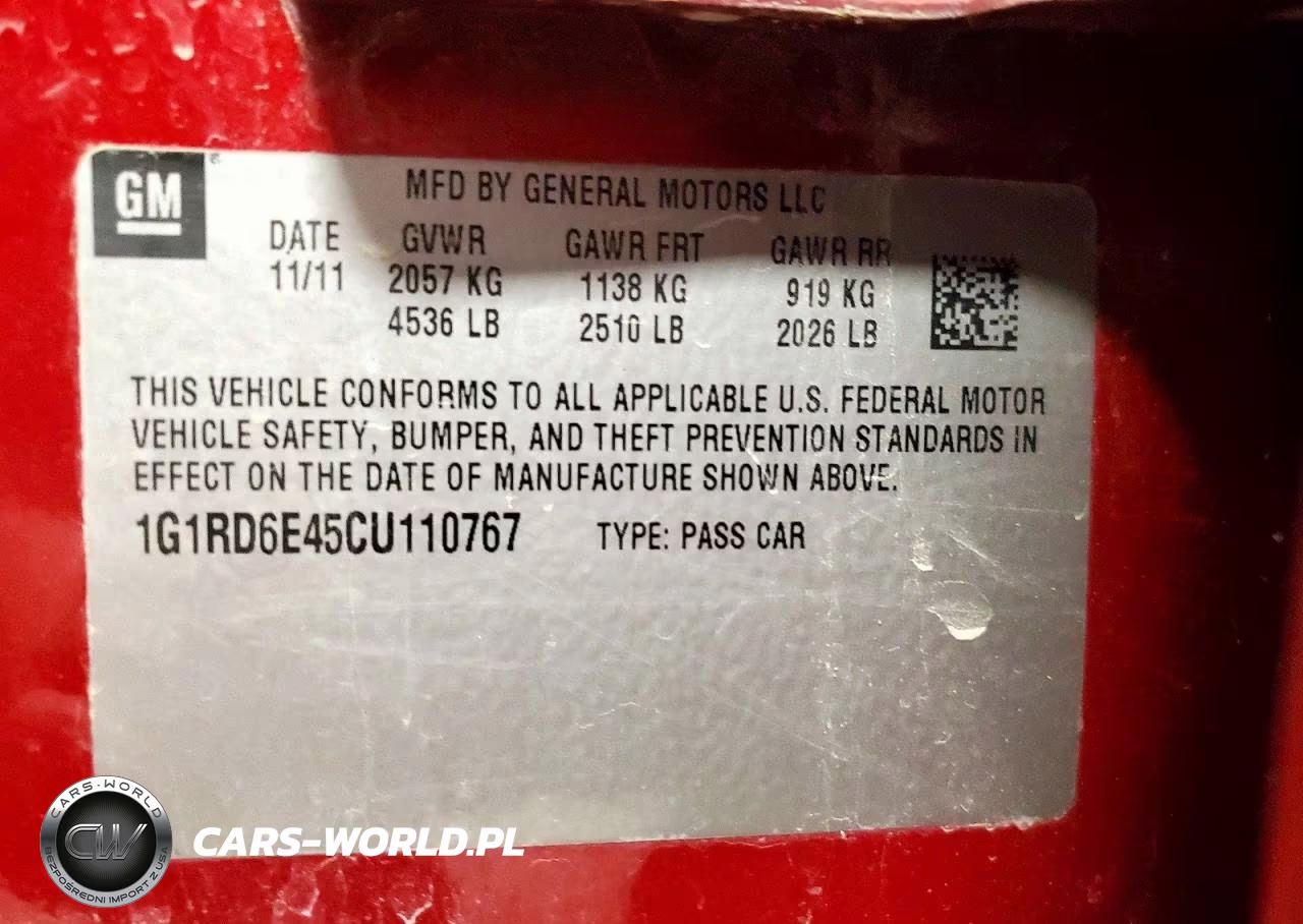 2012 Chevrolet Volt VIN:1G1RD6E45CU110767 - 12