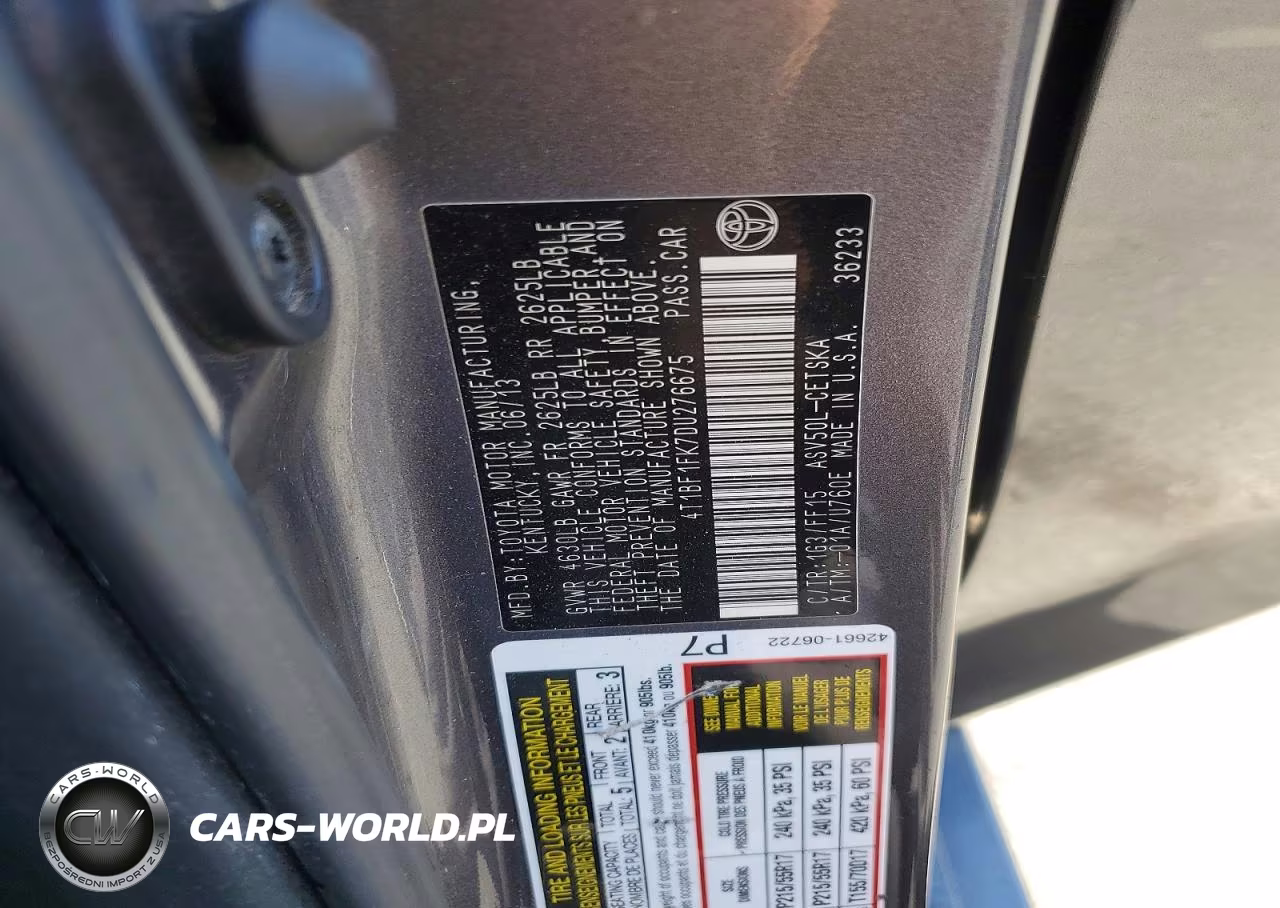 2013 Toyota Camry Se VIN:4T1BF1FK7DU276675 - 12