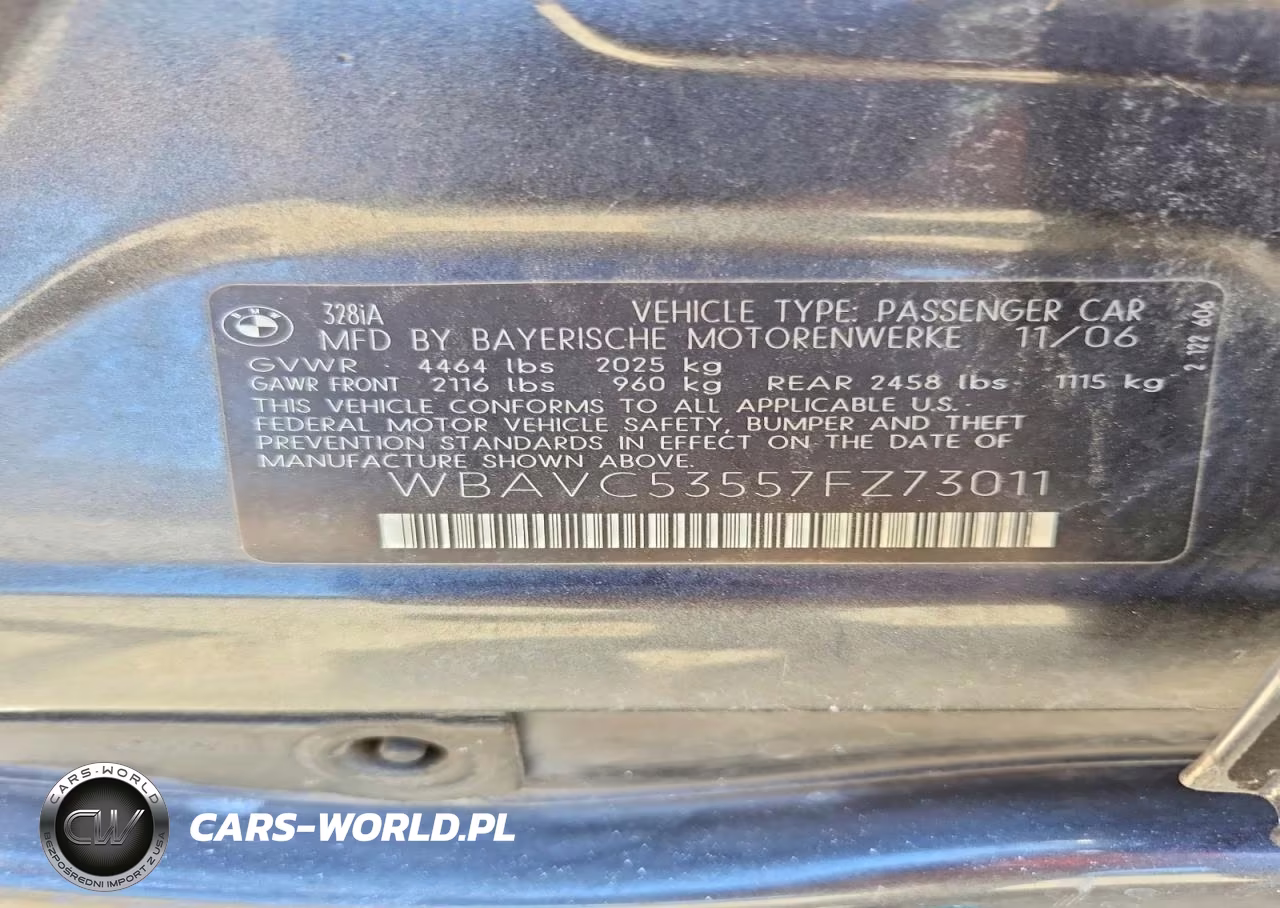 BMW 328I VIN:WBAVC53557FZ73011 - 12