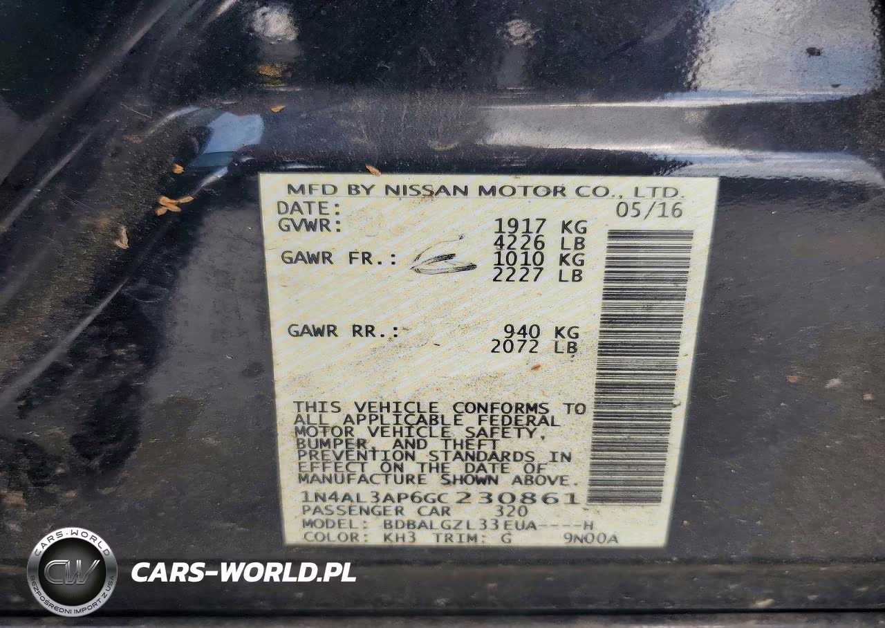 2016 Nissan Altima 2.5 S VIN:1N4AL3AP6GC230861 - 12