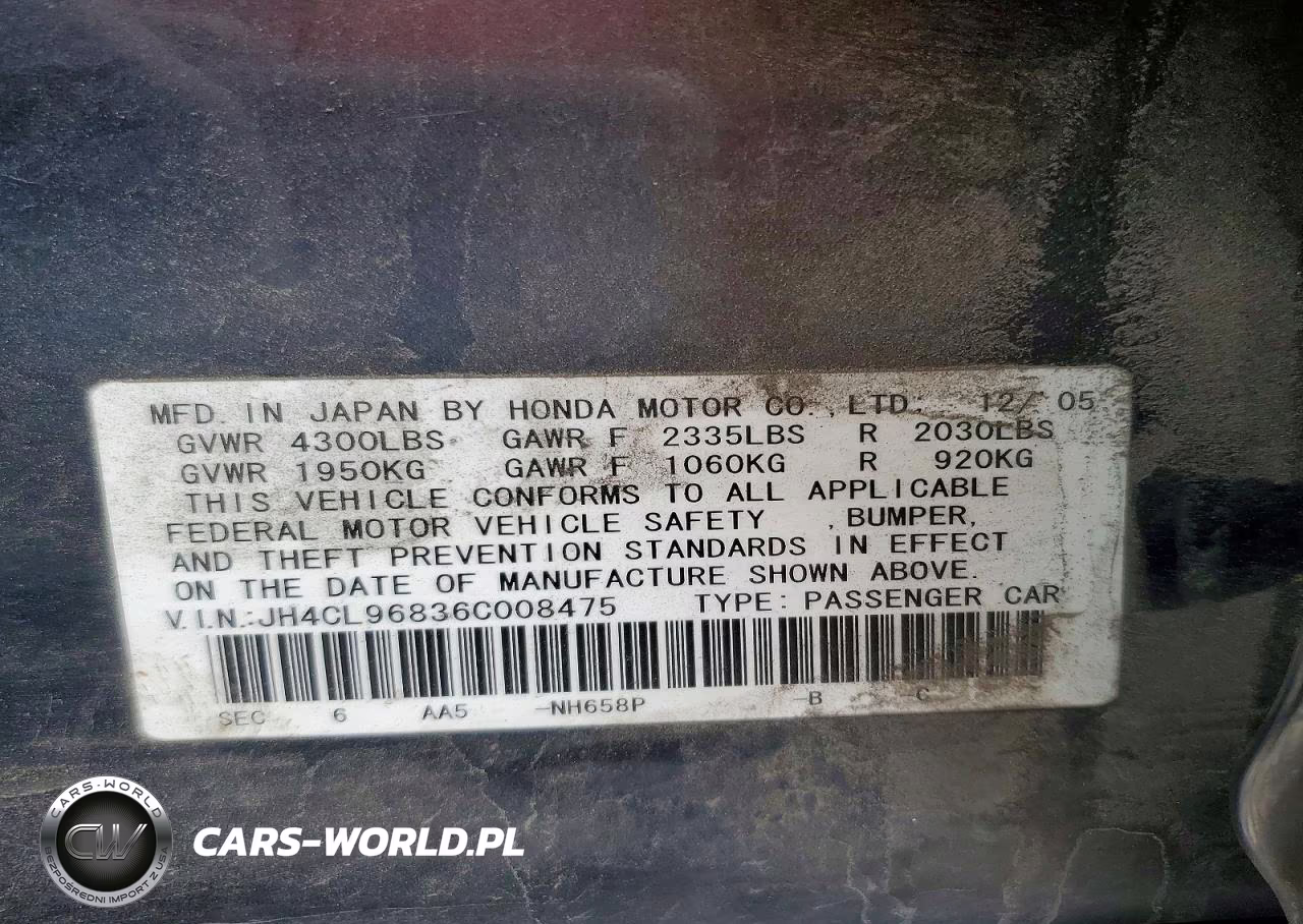 2006 Acura Tsx VIN:JH4CL96836C008475 - 13