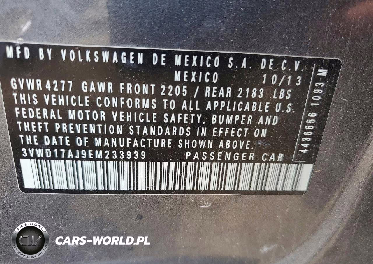 2014 Volkswagen Jetta Se VIN:3VWD17AJ9EM233939 - 13