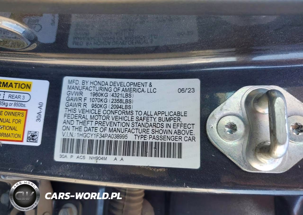 2023 Honda Accord Ex VIN:1HGCY1F34PA038995 - 12