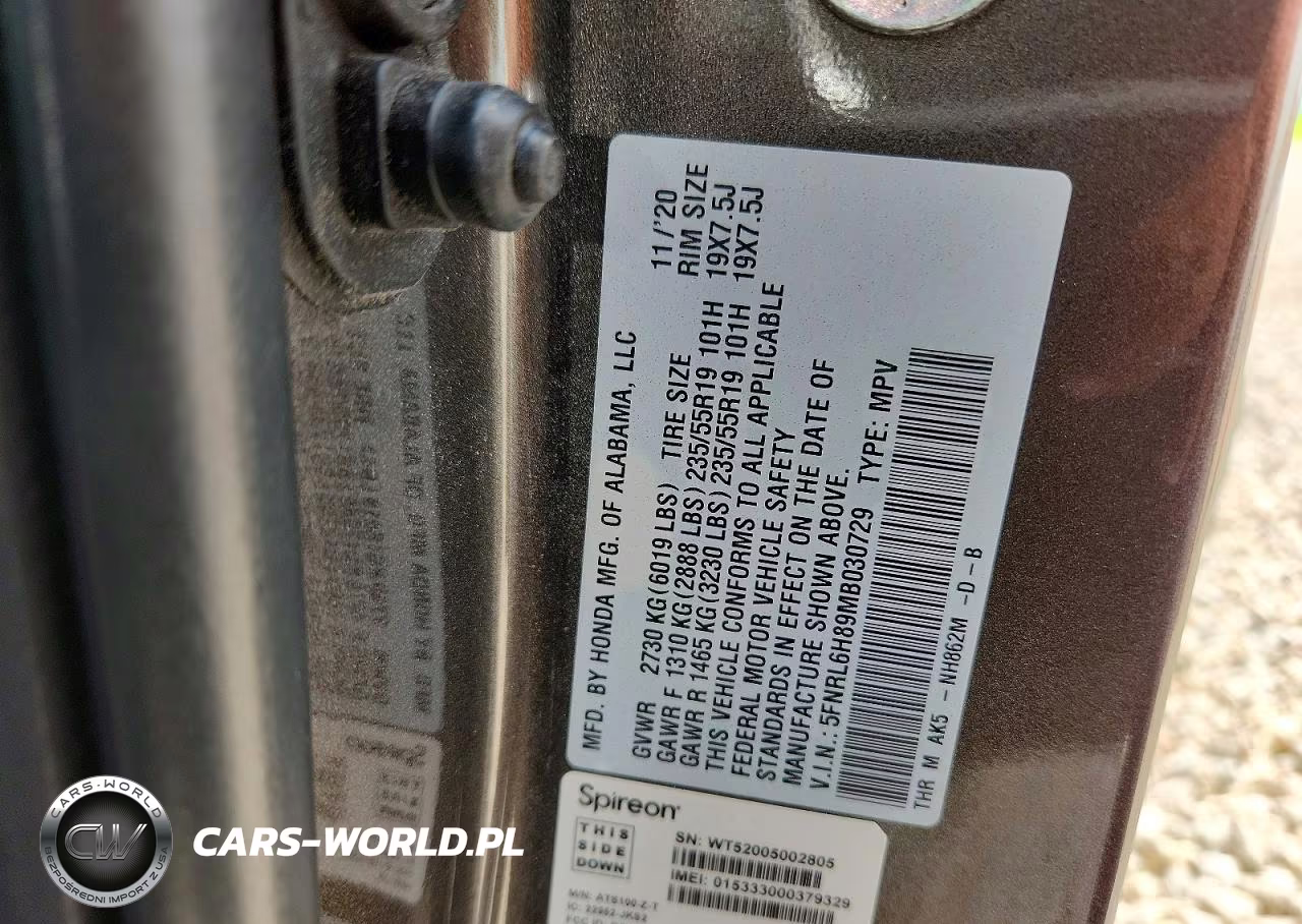 2021 Honda Odyssey Touring VIN:5FNRL6H89MB030729 - 13