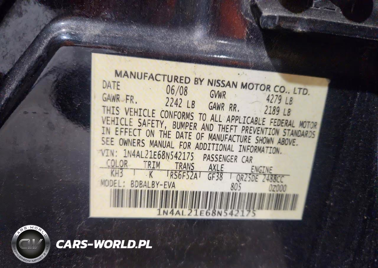 2008 Nissan Altima 2.5 VIN:1N4AL21E68N542175 - 13