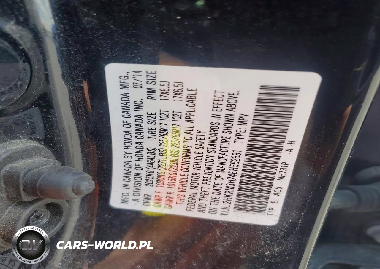 2014 Honda Cr-V Exl VIN:2HKRM3H74EH552691 - 12