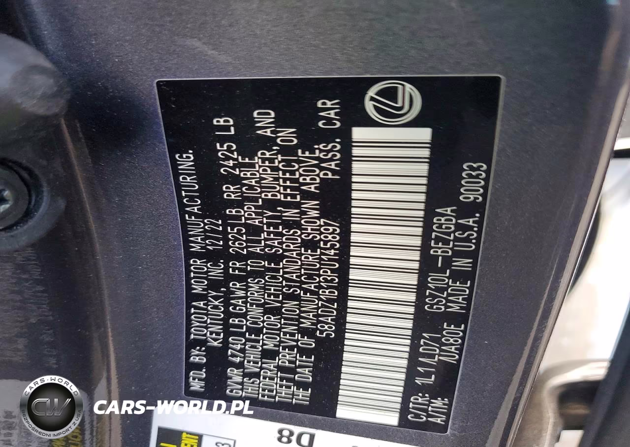 2023 Lexus Es 350 Base VIN:58ADZ1B13PU145897 - 12