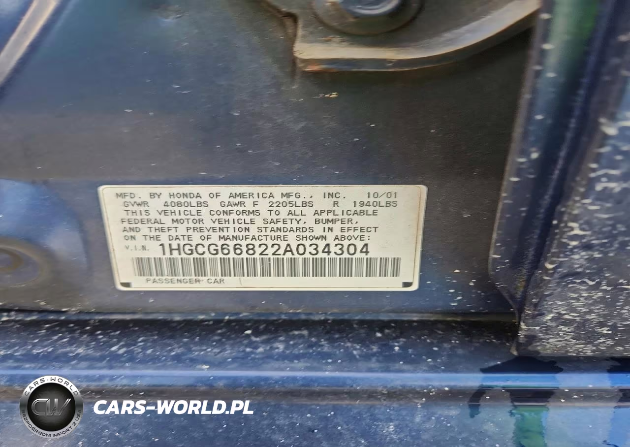 2002 Honda Accord Ex VIN:1HGCG66822A034304 - 12