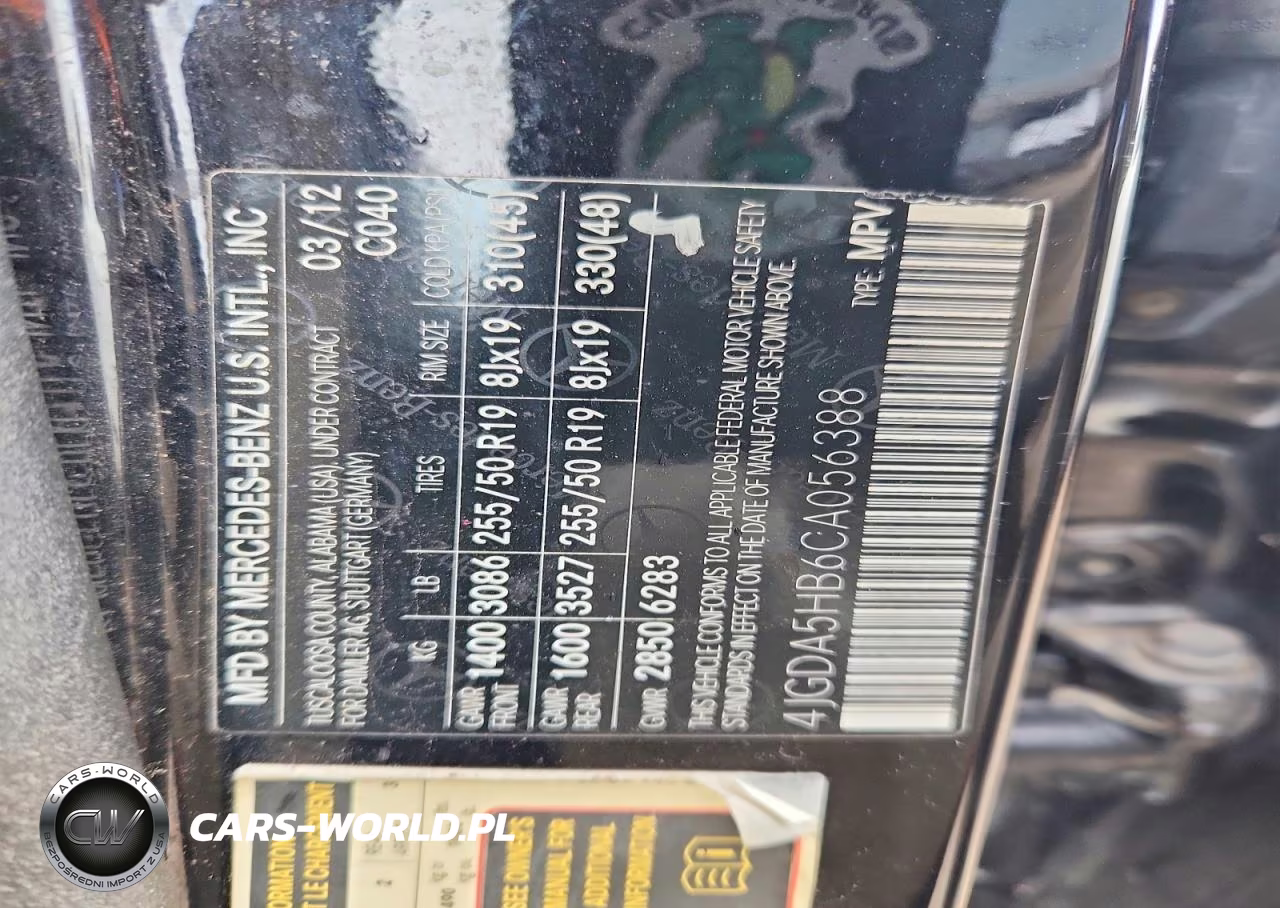 2012 Mercedes-Benz Ml 350 4Matic VIN:4JGDA5HB6CA056388 - 13