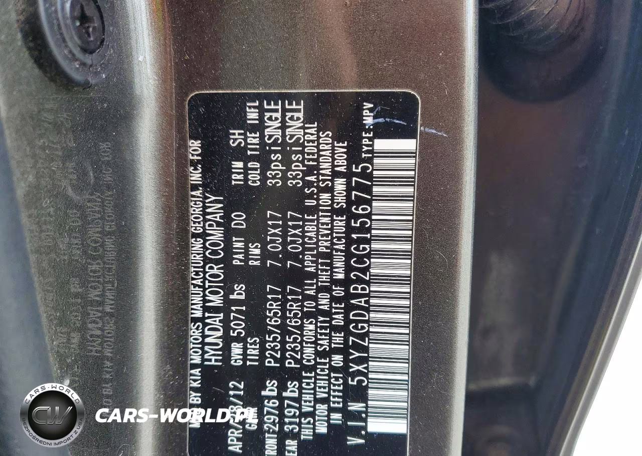 2012 Hyundai Santa Fe Gls VIN:5XYZGDAB2CG156775 - 13