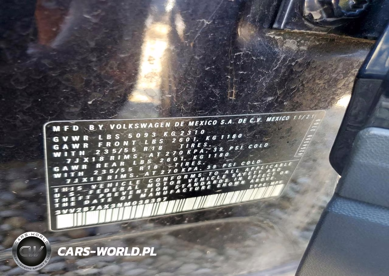 2022 Volkswagen Tiguan Se VIN:3VV2B7AX3NM038397 - 13