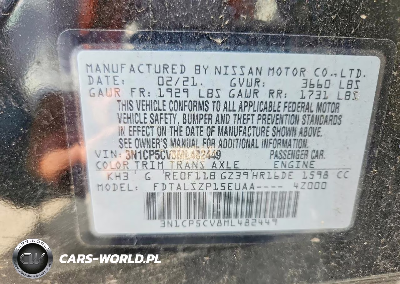 2021 Nissan Kicks Sv VIN:3N1CP5CV8ML482449 - 14