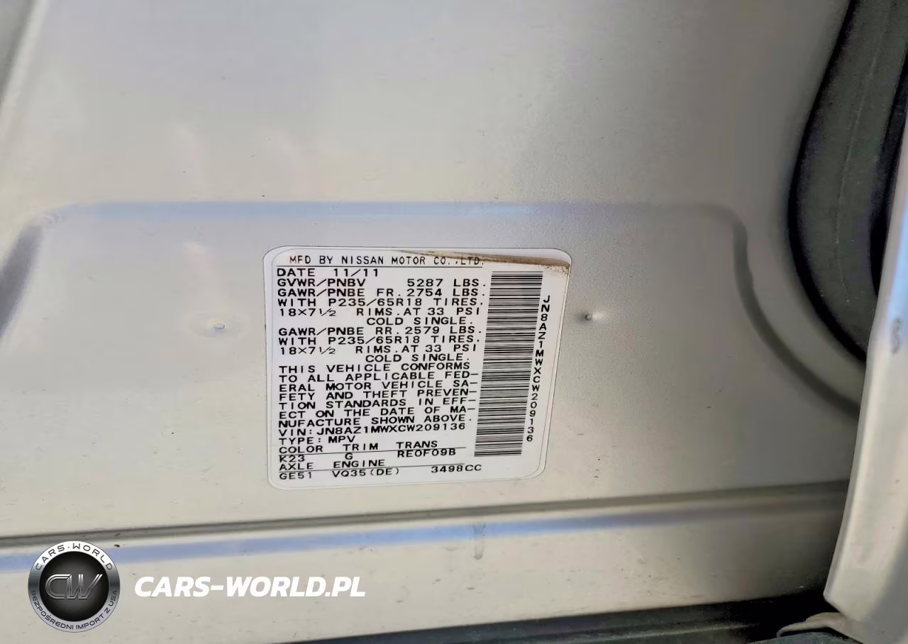 2012 Nissan Murano S VIN:JN8AZ1MWXCW209136 - 13